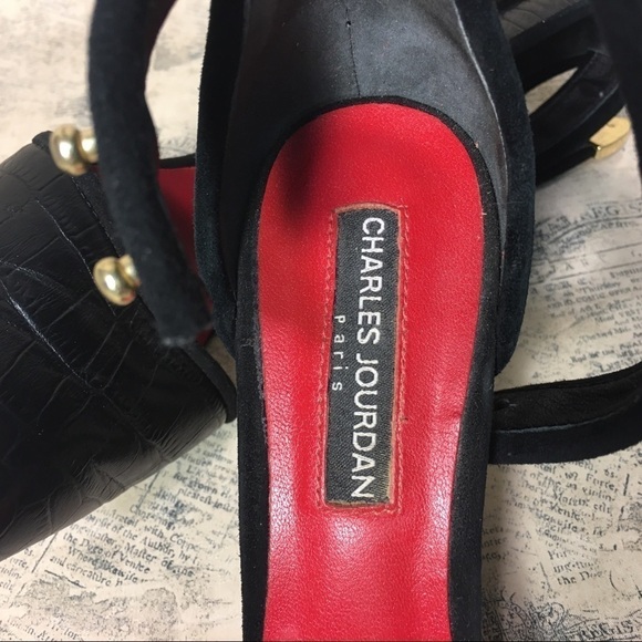 Charles Jourdan Paris Raven Ankle Strap Black Pump - Picture 13 of 15